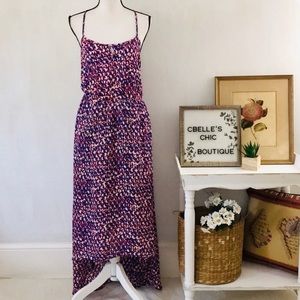 Collective Concepts Hi-Lo Blue/Orange Maxi Dress